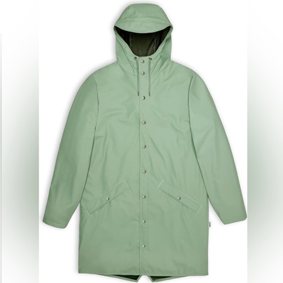 RAINS THE LONG JACKET UNISEX SZ XXL IN HAZE (green) NIB RAINCOAT - Picture 4 of 5
